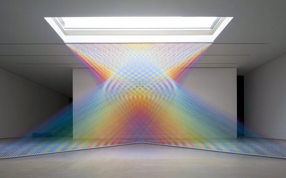 Plexus+No.+40,+2019,+site+specific+installation+at+PARADISE+ART+SPACE,+gutermann+thread,+painted+wood+and+hooks2-